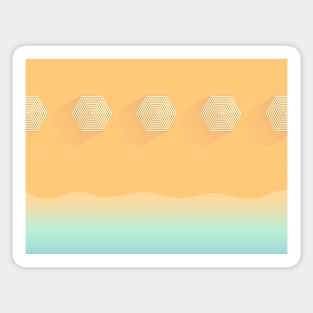 Sandy beach, top view, summer vacation illustration Sticker